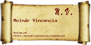 Molnár Vincencia névjegykártya